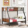Twin-over-full bunk bed modern style steel frame bunk bed with safety rail, built-in ladder for bedroom, dorm, boys, girls, adults (OLD SKU:LP000090AA