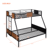 Twin-over-full bunk bed modern style steel frame bunk bed with safety rail, built-in ladder for bedroom, dorm, boys, girls, adults (OLD SKU:LP000090AA