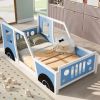 Twin Size Classic Car-Shaped Platform Bed with Wheels,Blue