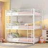 Full-Full-Full Metal Triple Bed with Built-in Ladder, Divided into Three Separate Beds,White(OLD SKU:LP000297AAK)