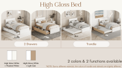 Modern Twin Bed Frame With 2 Drawers For White High Gloss Headboard and Footboard With Washed White Color