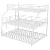 Twin XL/Full XL/Queen Triple Bunk Bed with Long and Short Ladder and Full-Length Guardrails,White