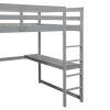 Wood Full Size Loft Bed with Built-in Wardrobe, Desk, Storage Shelves and Drawers, Gray