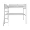 Everest White High Loft Bed with Desk and Storage, Heavy Duty Solid Wood Full Size Loft Bed Frame with Stairs for Kids and Toddlers, No Box Spring Nee