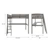 Everest Grey High Loft Bed with Desk and Storage, Heavy Duty Solid Wood Twin Size Loft Bed Frame with Stairs for Kids and Toddlers, No Box Spring Need