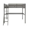 Everest Grey High Loft Bed with Desk and Storage, Heavy Duty Solid Wood Twin Size Loft Bed Frame with Stairs for Kids and Toddlers, No Box Spring Need