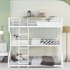 Full XL over Twin XL over Queen Size Triple Bunk Bed with Long and Short Ladder,White