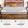 Queen Size Bed Frame with Storage Headboard and 2 Drawers, LED Lights Bed with Charging Station, Metal Platform Bed No Noise, Mattress Foundation Stro