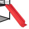 Twin Over Twin Metal Bunk Bed ,Metal Housebed With Slide,Three Colors Available.(Black with Red Slide)(OLD SKU :LP000095AAJ)