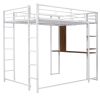 Full Size Metal Loft Bed with 2 Shelves and one Desk ,White (Old SKU: LP000191AAK )