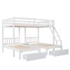 Full Over Twin & Twin Bunk Bed, Wood Triple Bunk Bed with Drawers and Guardrails, White (OLD SKU: LP000143AAK)