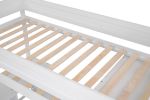 Wood Twin Size Loft Bed with Wardrobes and 2-Drawer Desk with Cabinet, White