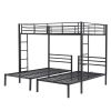 Full over Twin&Twin Size Bunk Bed with Built-in Shelf, Black