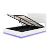 Full Size Tufted Upholstered Platform Bed with Hydraulic Storage System,PU Storage Bed with LED Lights and USB charger, White(Expected Arrival Time: 5