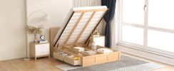Full Size Wood Platform Bed with Underneath Storage and 2 Drawers, Wood Color