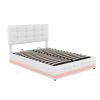 Full Size Tufted Upholstered Platform Bed with Hydraulic Storage System,PU Storage Bed with LED Lights and USB charger, White(Expected Arrival Time: 5