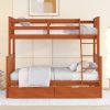 Twin-Over-Full Bunk Bed with Ladders and Two Storage Drawers (Walnut) { old sku:LT000165AAD}