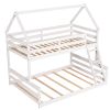 Twin over Full House Bunk Bed with Built-in Ladder,White