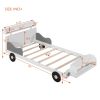 Twin Size Car-Shaped Platform Bed,Twin Bed with Storage Shelf for Bedroom,White
