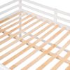 Full Size Low Loft Bed with Rolling Portable Desk, Drawers and Shelves, White(Old SKU: GX000711AAK)