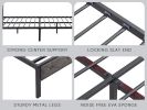 Queen Bed Frame with Storage Headboard, Charging Station and LED Lights, Upholstered Platform Bed with Heavy Metal Slats, No Box Spring Needed, Noise