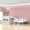Full-Over-Full-Over-Full Triple Bed with Built-in Ladder and Slide , Triple Bunk Bed with Guardrails, White(OLD SKU :LP000052AAK)