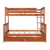 Twin-Over-Full Bunk Bed with Ladders and Two Storage Drawers (Walnut) { old sku:LT000165AAD}