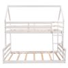 Twin over Full House Bunk Bed with Built-in Ladder,White