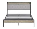 Bed frame with charging station Queen size,Grey, 87.8'' L x 61.8'' W x 39.2'' H.