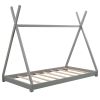 Twin Size House Platform Bed with Triangle Structure,Gray