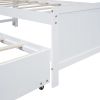 Twin Size Platform Bed with Storage LED Headboard, Twin Size Trundle and 3 Drawers, White