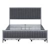 Full Size Metal Frame Upholstered Bed with 4 Drawers, Linen Fabric, Gray