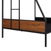 Twin-over-full bunk bed modern style steel frame bunk bed with safety rail, built-in ladder for bedroom, dorm, boys, girls, adults (OLD SKU:LP000090AA