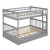 Full over Full Bunk Bed with Twin Size Trundle, Convertible Beds, Gray