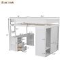 Wood Full Size Loft Bed with Wardrobes and 2-Drawer Desk with Cabinet, White