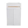 Wood Twin Size Loft Bed with Wardrobes and 2-Drawer Desk with Cabinet, White