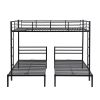 Full over Twin&Twin Size Bunk Bed with Built-in Shelf, Black