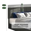 Vera Queen Size Gray Linen Upholstered Platform Bed with Patented 4 Drawers Storage, Square Stitched Button Tufted Headboard, Wooden Slat Mattress Sup