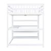 Full Size Loft Bed with Storage Shelves and Under-bed Desk, White