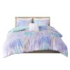 Watercolor Tie Dye Printed Duvet Cover Set with Throw Pillow