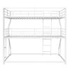 Full XL over Twin XL over Queen Size Triple Bunk Bed with Long and Short Ladder,White