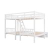 Full Over Twin & Twin Bunk Bed, Wood Triple Bunk Bed with Drawers and Guardrails, White (OLD SKU: LP000143AAK)