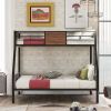 Twin-over-full bunk bed modern style steel frame bunk bed with safety rail, built-in ladder for bedroom, dorm, boys, girls, adults (OLD SKU:LP000090AA