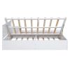 Full Size Wood Storage Hydraulic Platform Bed with Twin Size Trundle, Side Table and Lounge, White