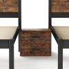 Full Over Twin & Twin Bunk Bed Metal Triple Bed With Nightstand and Guardrails. Black & Brown, 96.9'' L x 76'' W x 69'' H