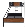 Twin-over-full bunk bed modern style steel frame bunk bed with safety rail, built-in ladder for bedroom, dorm, boys, girls, adults (OLD SKU:LP000090AA