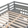 Full Over Twin Bunk Bed with Desk, Drawers and Shelves, Gray