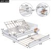 Full Size Wood Storage Hydraulic Platform Bed with Twin Size Trundle, Side Table and Lounge, White