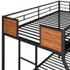 Twin-over-full bunk bed modern style steel frame bunk bed with safety rail, built-in ladder for bedroom, dorm, boys, girls, adults (OLD SKU:LP000090AA