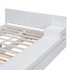 Full Size Wood Storage Hydraulic Platform Bed with Twin Size Trundle, Side Table and Lounge, White